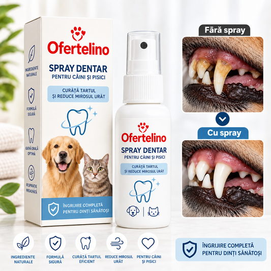 Spray-ul care iti fereste animalul de companie de boli dentare.